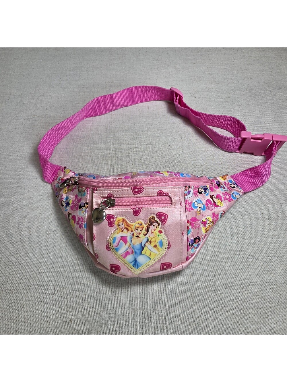 RARE Disney Parks Princess Pink Fanny Pack Waist Bag Cinderella Belle Aurora